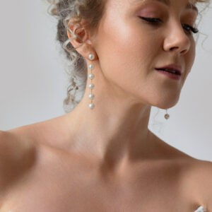 Długie kolczyki ślubne z perłami Preciosa"Lumielle"