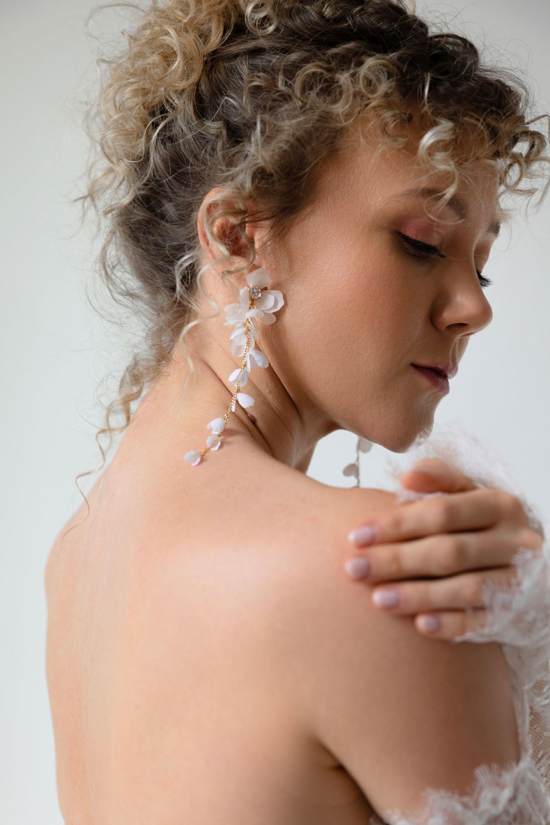 kolczyki ślubne długie delikatne