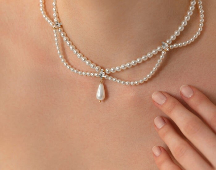 kolia ślubna perły