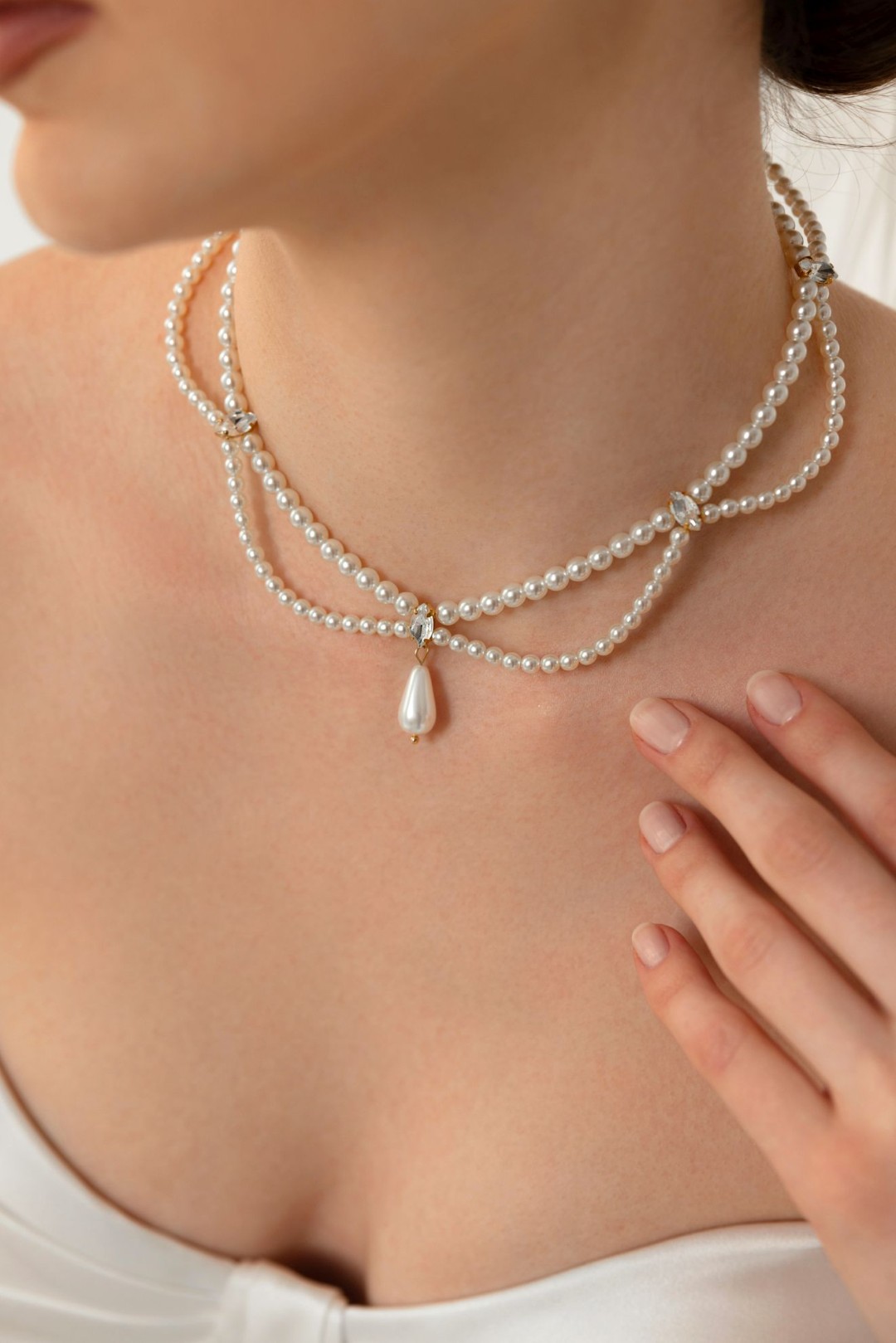 kolia ślubna perły