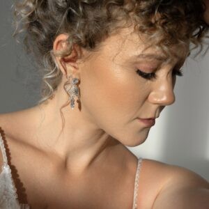 Srebrne kolczyki ślubne z kryształkami "Spark"