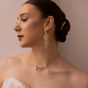 Długie kolczyki gałązki z perłami naturalnymi "Valentine"